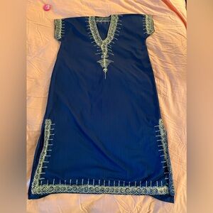 Woman’s sun dress Navy blue with gold in great condition.